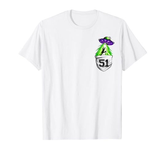 Alien Ship In Pocket Funny UFO Abduction T-Shirt