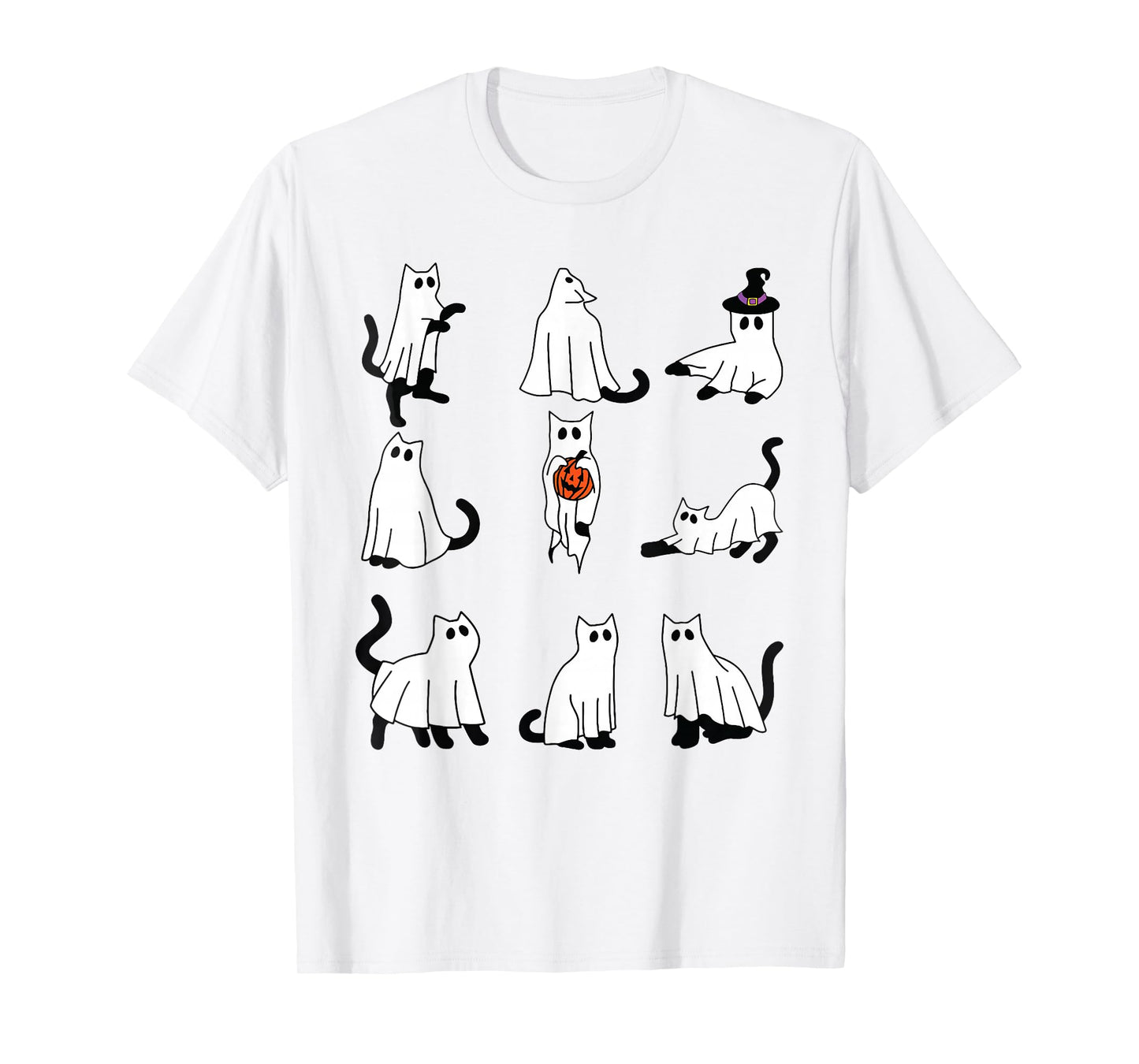 Cute Ghost Cat Funny Halloween Outfit Costumes Black Cat T-Shirt