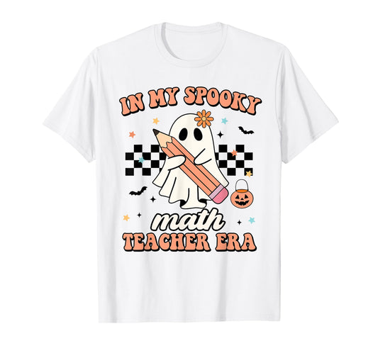 In My Spooky Math Teacher Era Groovy Retro Halloween Costume T-Shirt for Men Women