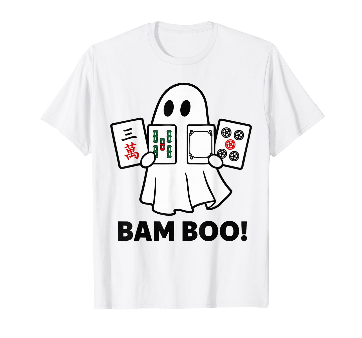 Halloween Ghost Playing Mahjong Spooky Bam Boo Funny Costume T-Shirt