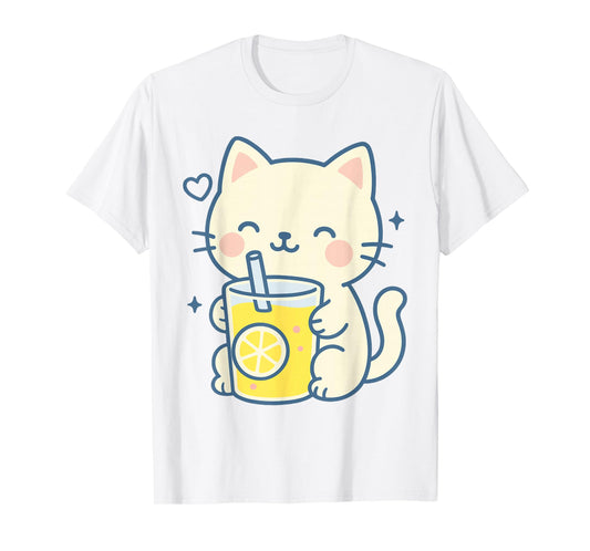 Kawaii Cat Lemonade Japanese Cute Anime Girls Teens T-Shirt