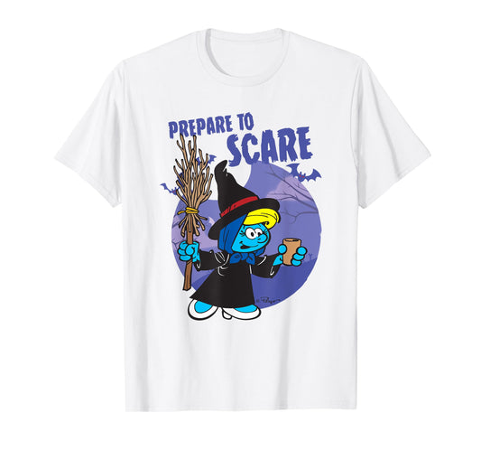 The Smurfs Prepare to Scare Witch Halloween Retro Cartoon T-Shirt