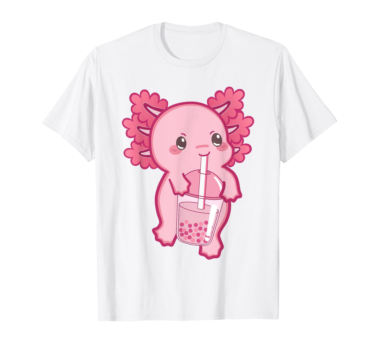 Kawaii Axolotl Boba Bubble Tea Teen Girl Kids Japanese Anime T-Shirt