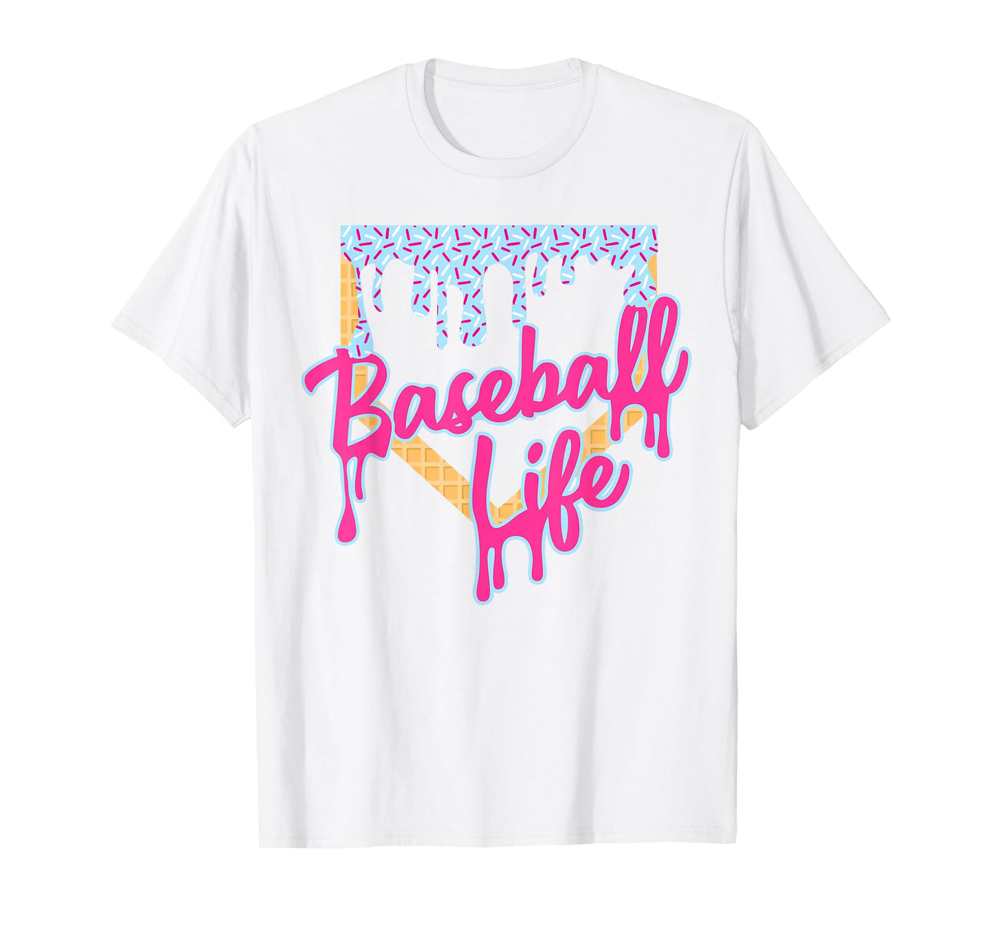 Baseball Life Baseball Home Plate Ice Cream Dripping T-Shirt