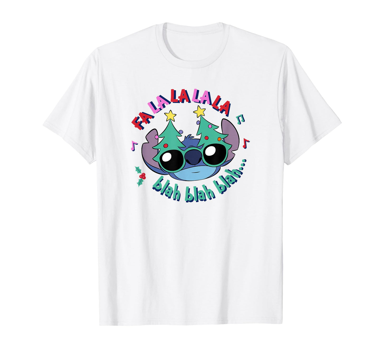 Disney Lilo & Stitch Christmas Fa La Blah Big Face T-Shirt