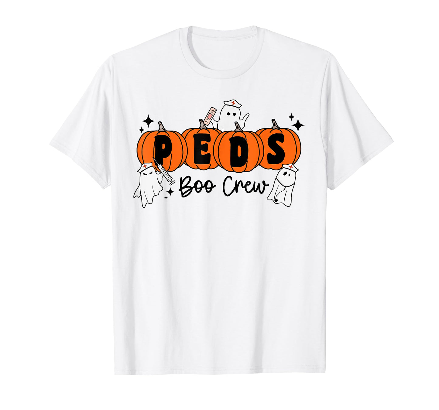 Peds Boo Crew Pumpkin Ghost Pediatric Nurse Halloween T-Shirt