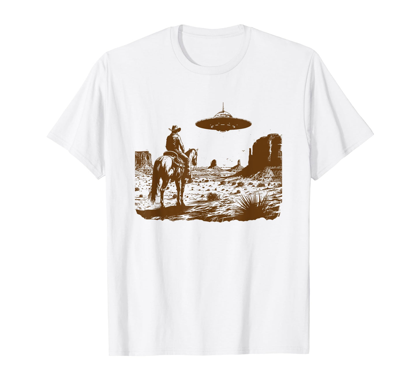 UFO Western Vintage Cowboy Rodeo Flying Saucer Alien Cowgirl T-Shirt