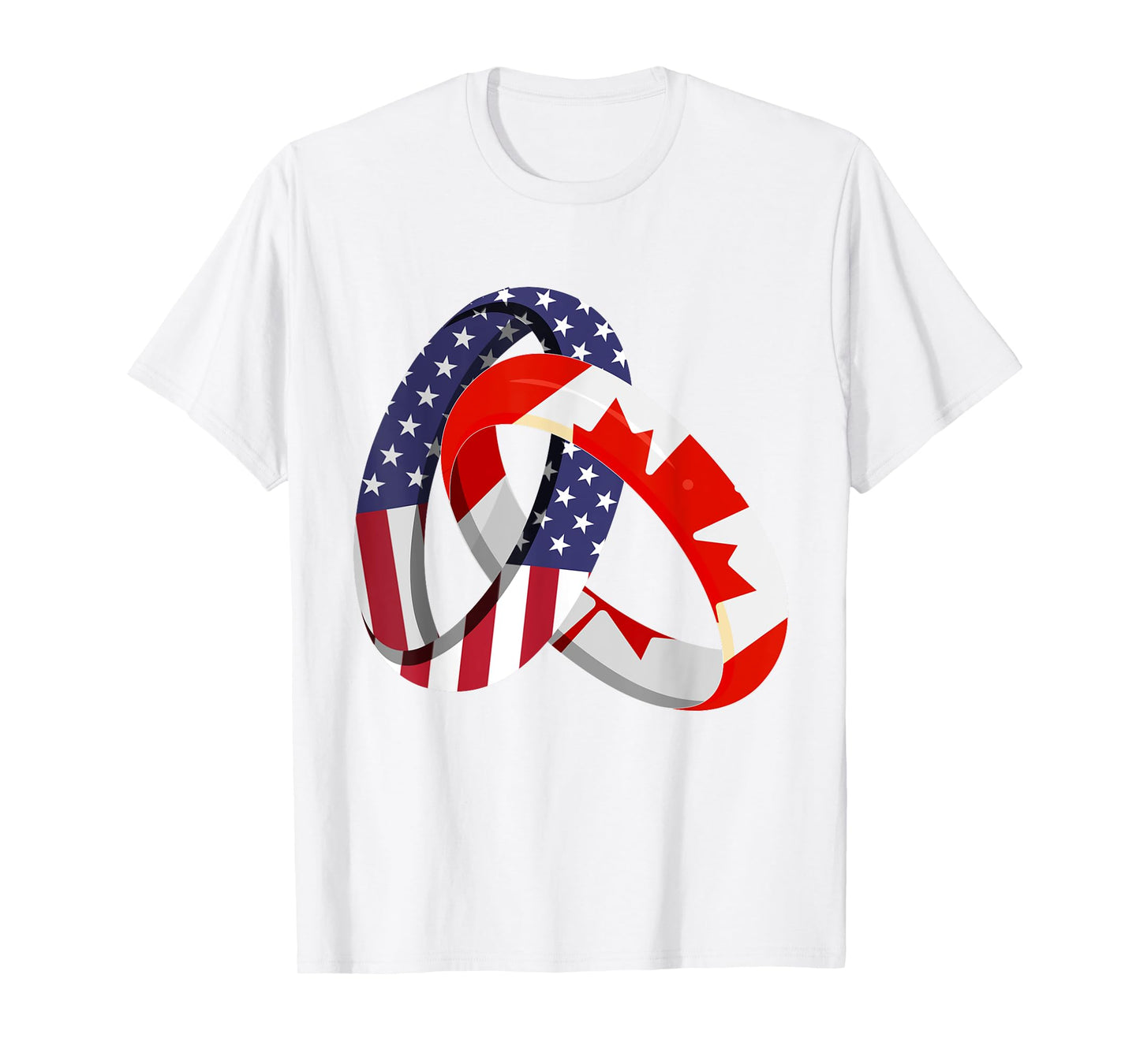 Canadian American Ring Heritage Month Patriot Flags T-Shirt