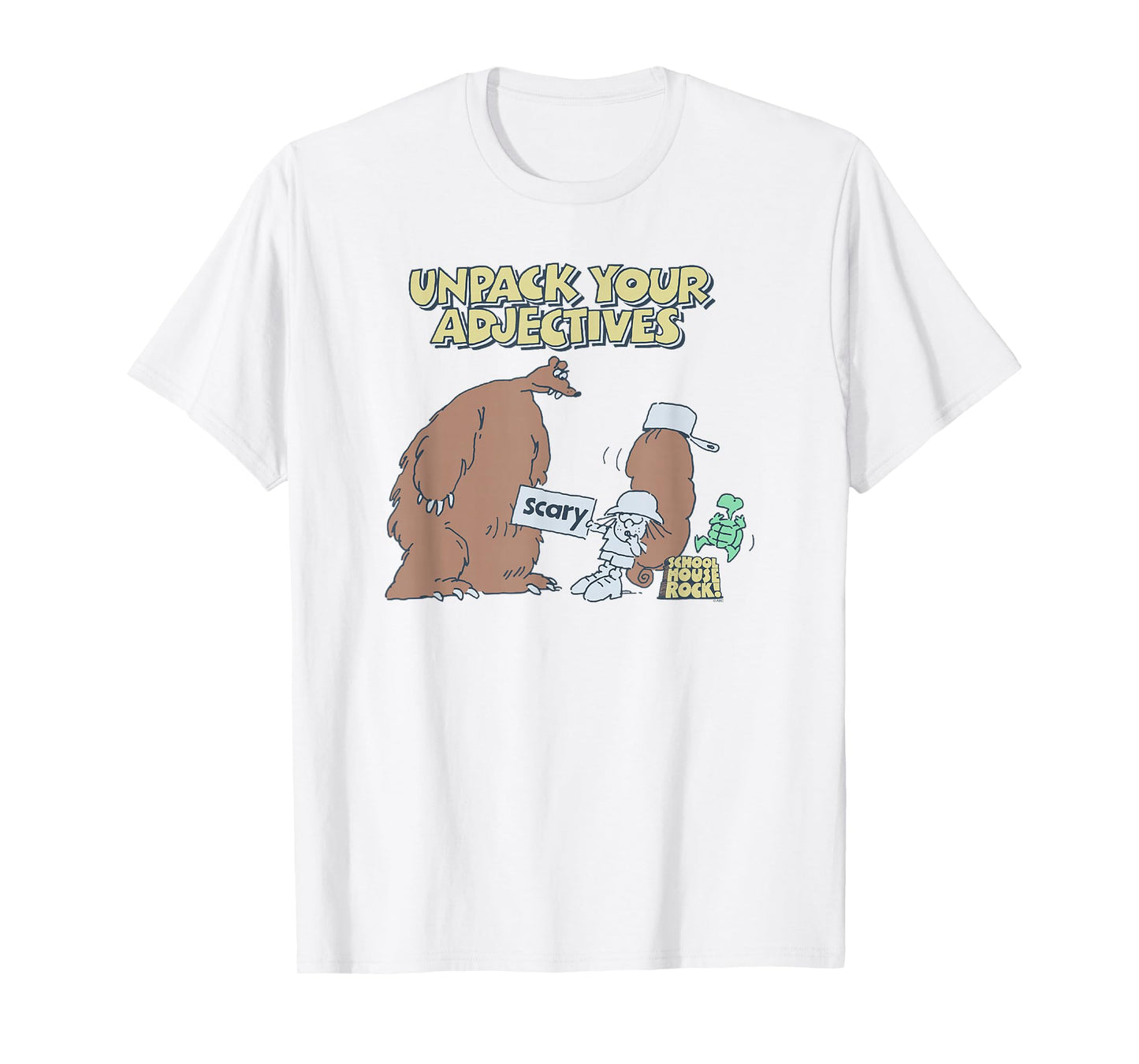 Schoolhouse Rock Unpack Your Adjectives Scary Bear TV Show T-Shirt