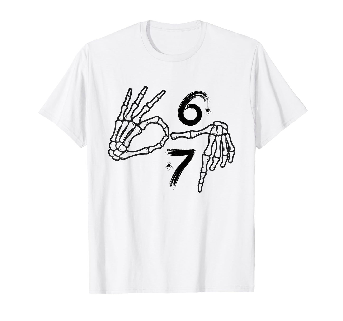 Funny Six Seven 6 7 Meme 67 Skeleton Hand Halloween Costume T-Shirt
