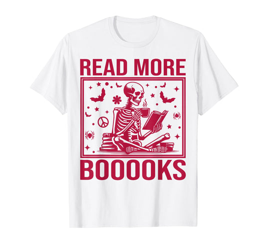 Cute Booooks Ghost Read More Books Funny Teacher Halloween T-Shirt
