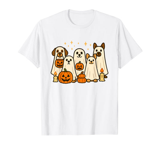 Cute Dog Ghost Funny Halloween Costume T-Shirt