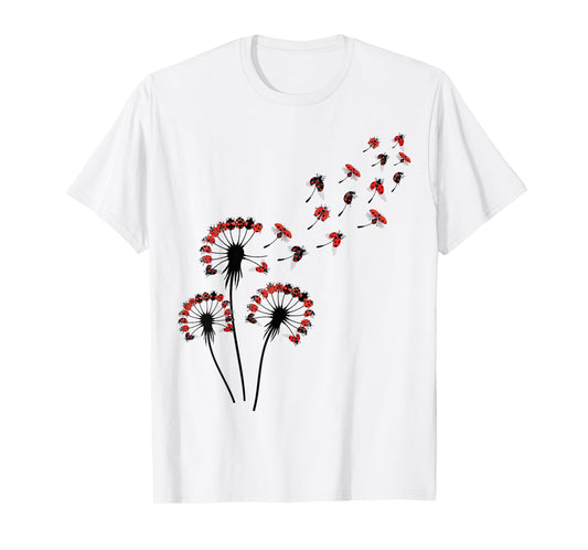 Flower Dandelion Ladybugs Shirt for Ladybug Lover | Ladybug T-Shirt