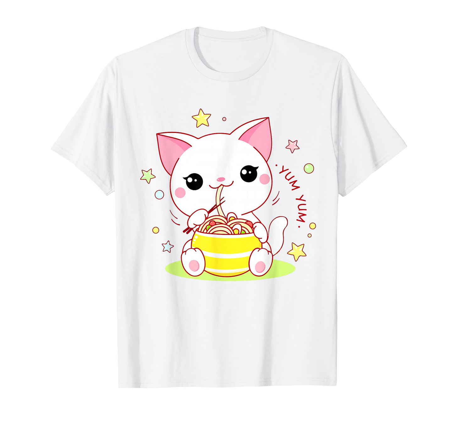 Girl Cat Ramen Noodle Cute Teen Girl Toddler Kawaii Anime T-Shirt