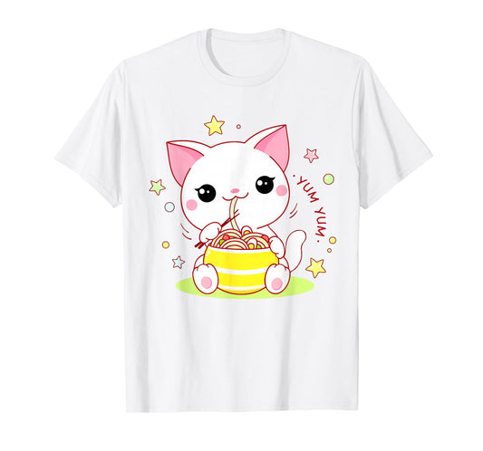 Girl Cat Ramen Noodle Cute Teen Girl Toddler Kawaii Anime T-Shirt
