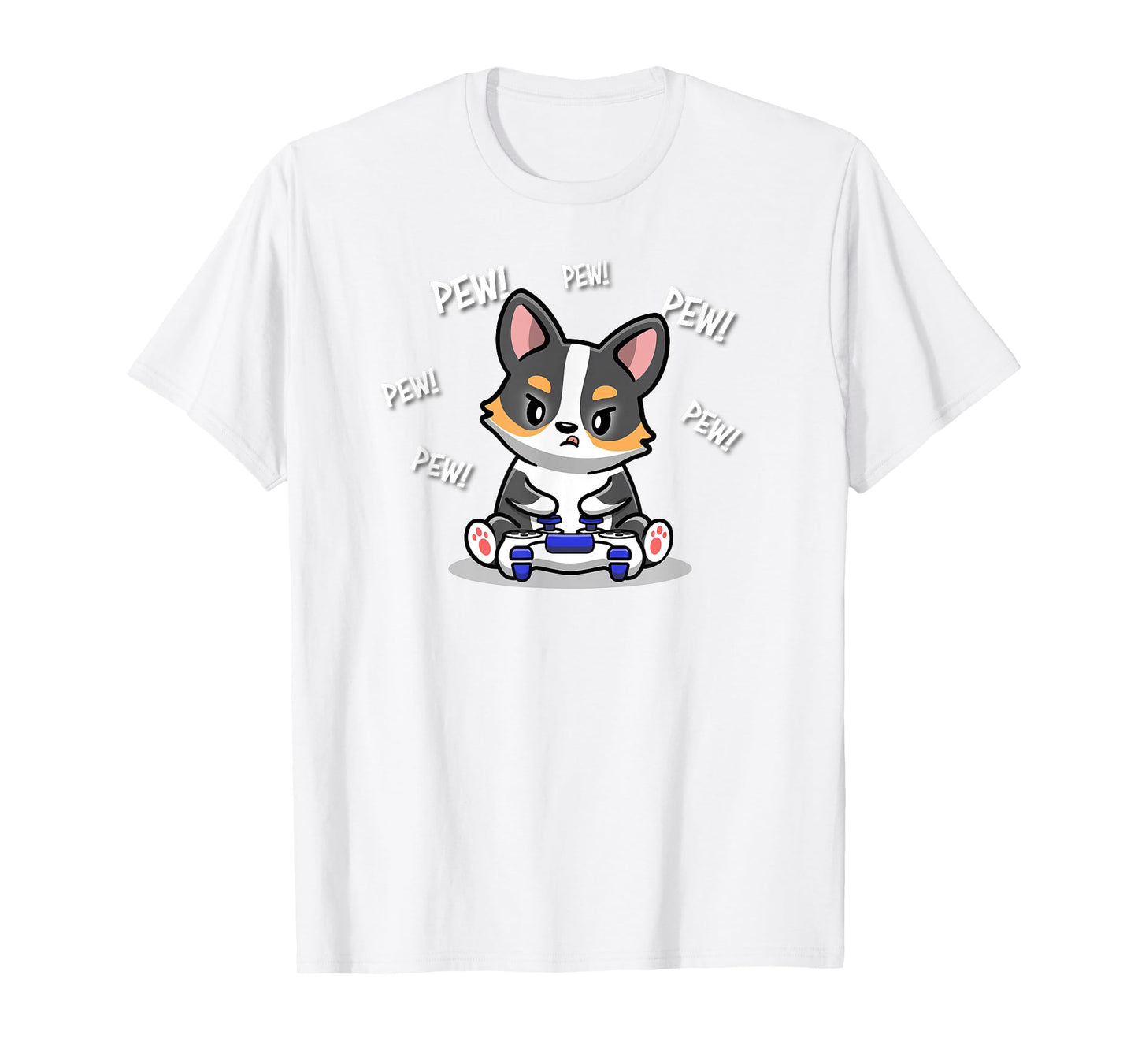 Funny Kawaii Kids Video Gamer Black Tricolor Corgi Lover T-Shirt