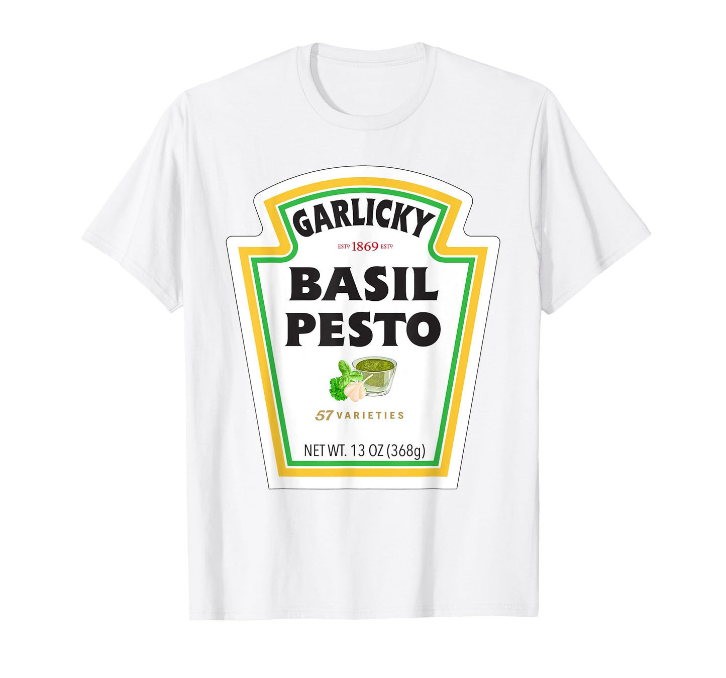 Basil Pesto Sauce Bottle Label Funny Halloween Costume T-Shirt