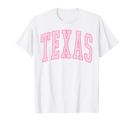 Texas Vintage Preppy Varsity Pink Sports T-Shirt