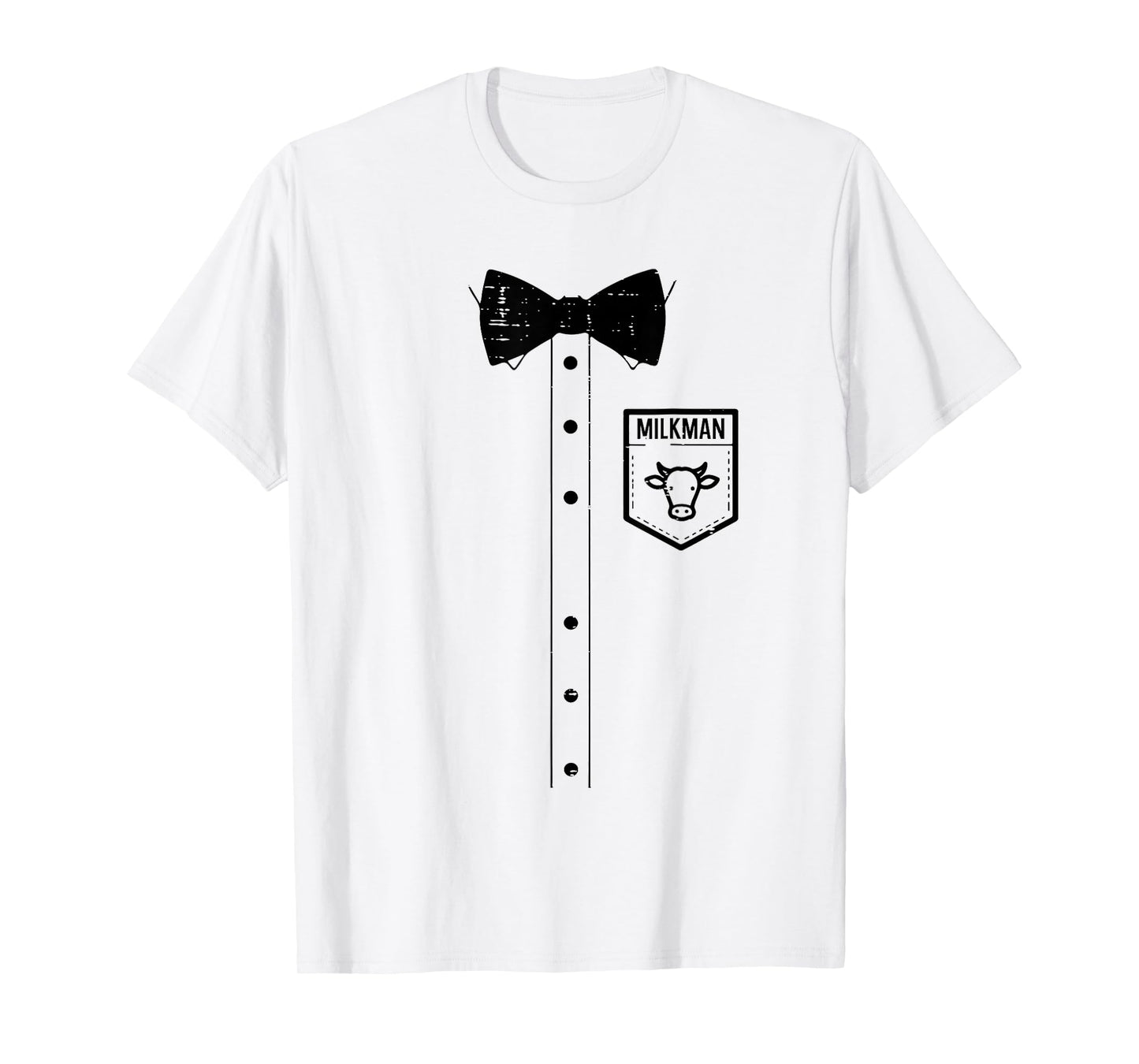 Halloween Milkman Pocket Funny Milk Costume Uniform Dad Men T-Shirt