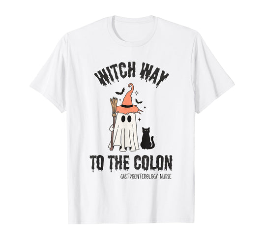 Endo Nurse Halloween Gastrointestinal Nurse Ghost Endoscopy T-Shirt