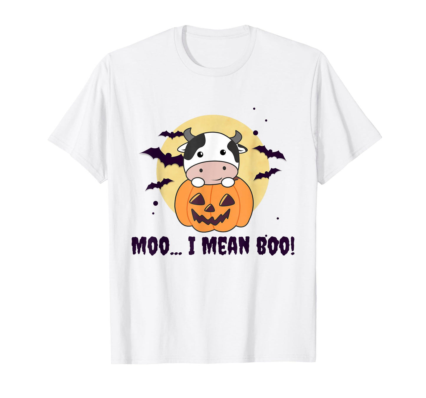 Moo I Mean Boo Cute Kawaii Halloween Cow Ghost T-Shirt