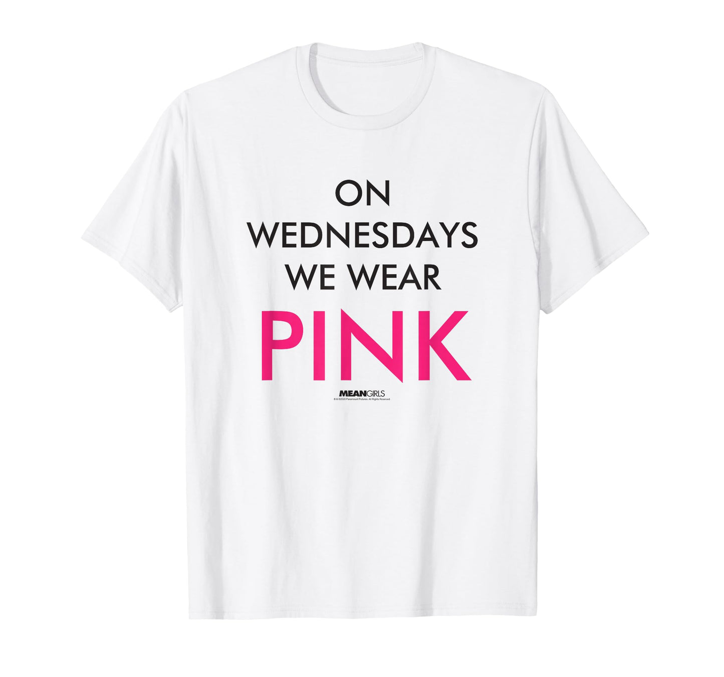 Mean Girls Wednesdays We Wear Pink Text Y2K Movie T-Shirt