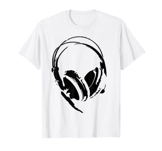 Headphones Shirt Anime DJ T-Shirt Black Man Woman Child White T-Shirt