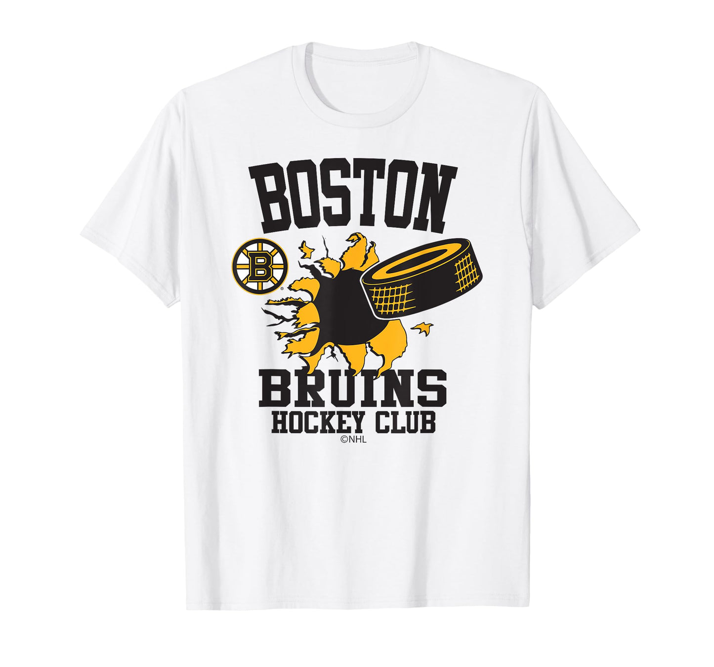 Boston Bruins Hockey Puck Burst Gray Officially Licensed T-Shirt