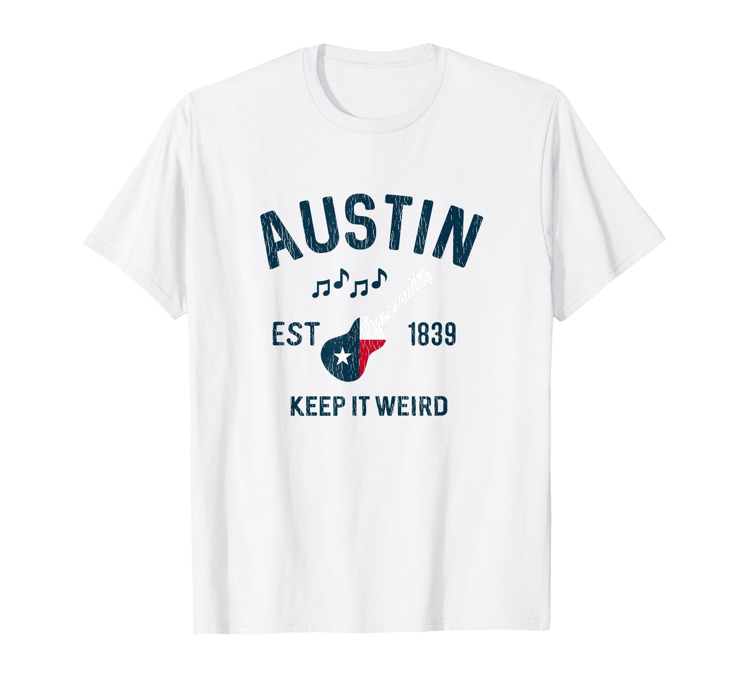 Vintage Austin Texas Guitar Keep It Weird Austin T-Shirt