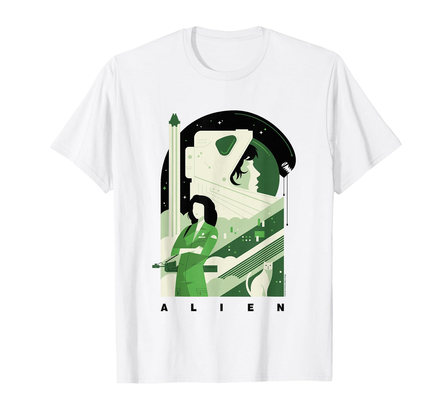 Aliens Iconic Strong Ellen Ripley Silhouette Chest Poster T-Shirt