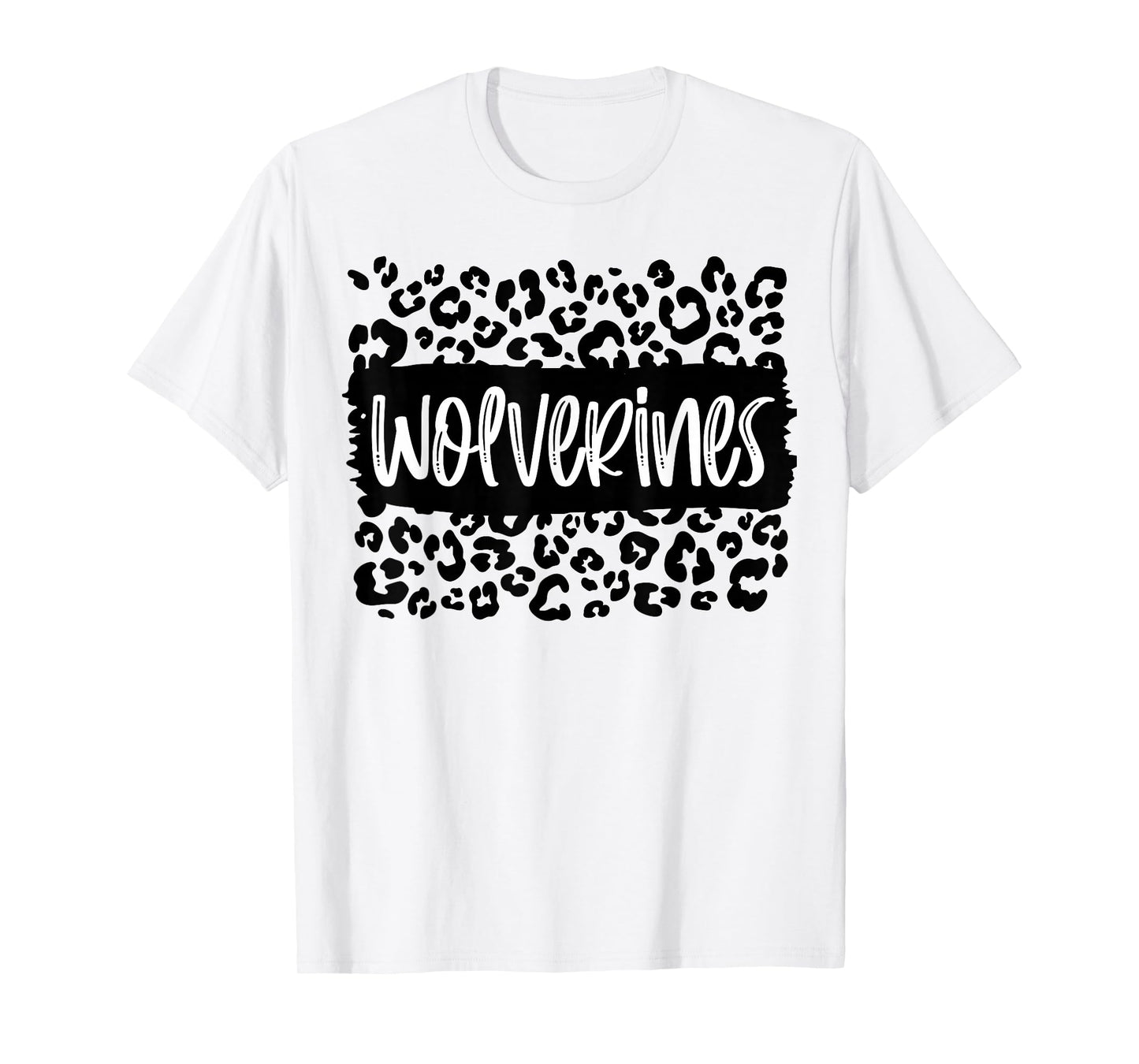 Wolverines Team Mascot School Spirit Game Night Leopard T-Shirt