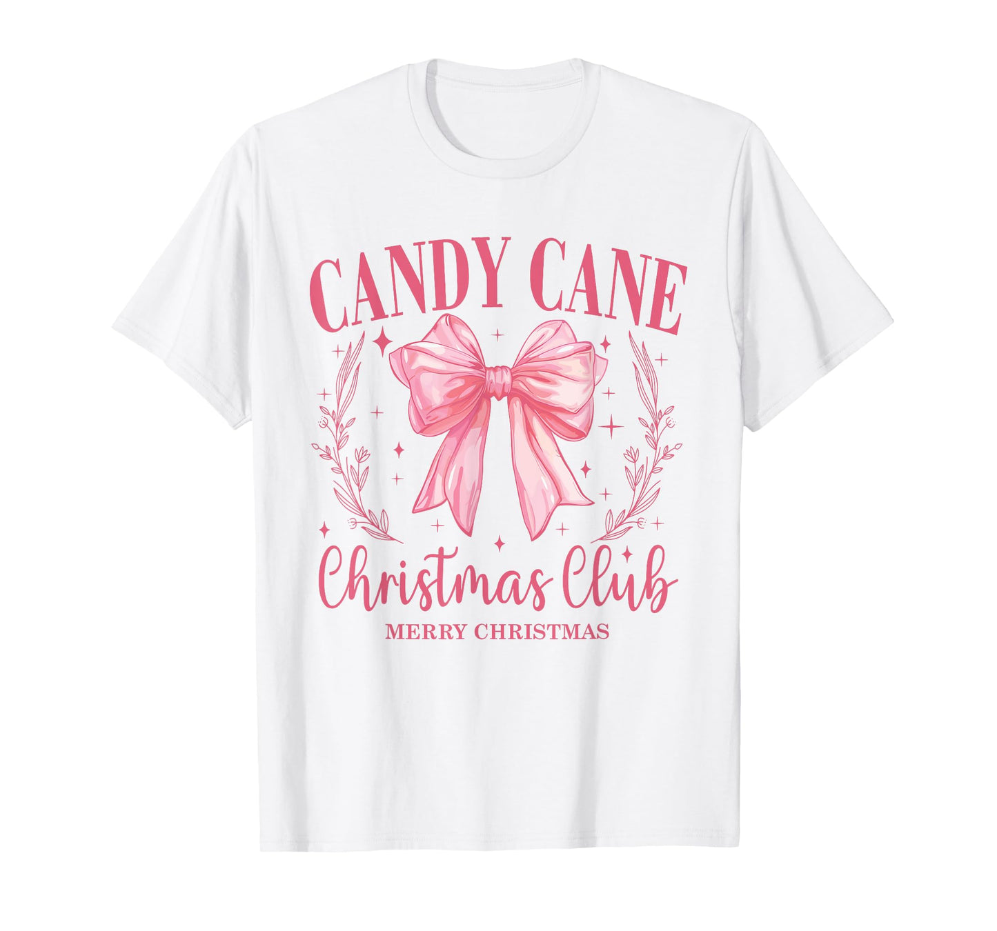 Candy Cane Christmas Club Pink Bow Vintage Christmas T-Shirt