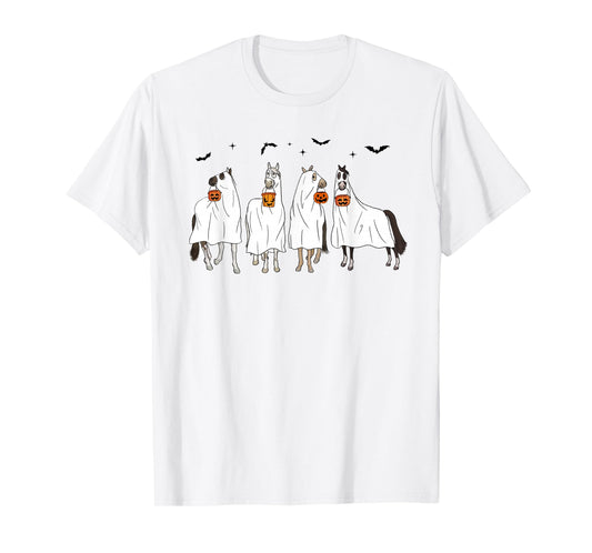 Halloween Horse Ghost Horse Western Spooky Horse Pumpkins T-Shirt