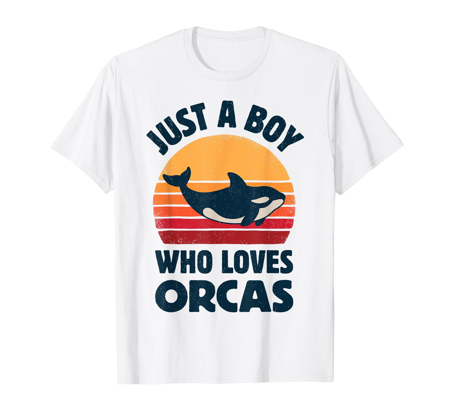 Killer Whale Just A Boy Who Loves Orcas Sea Animals Retro T-Shirt