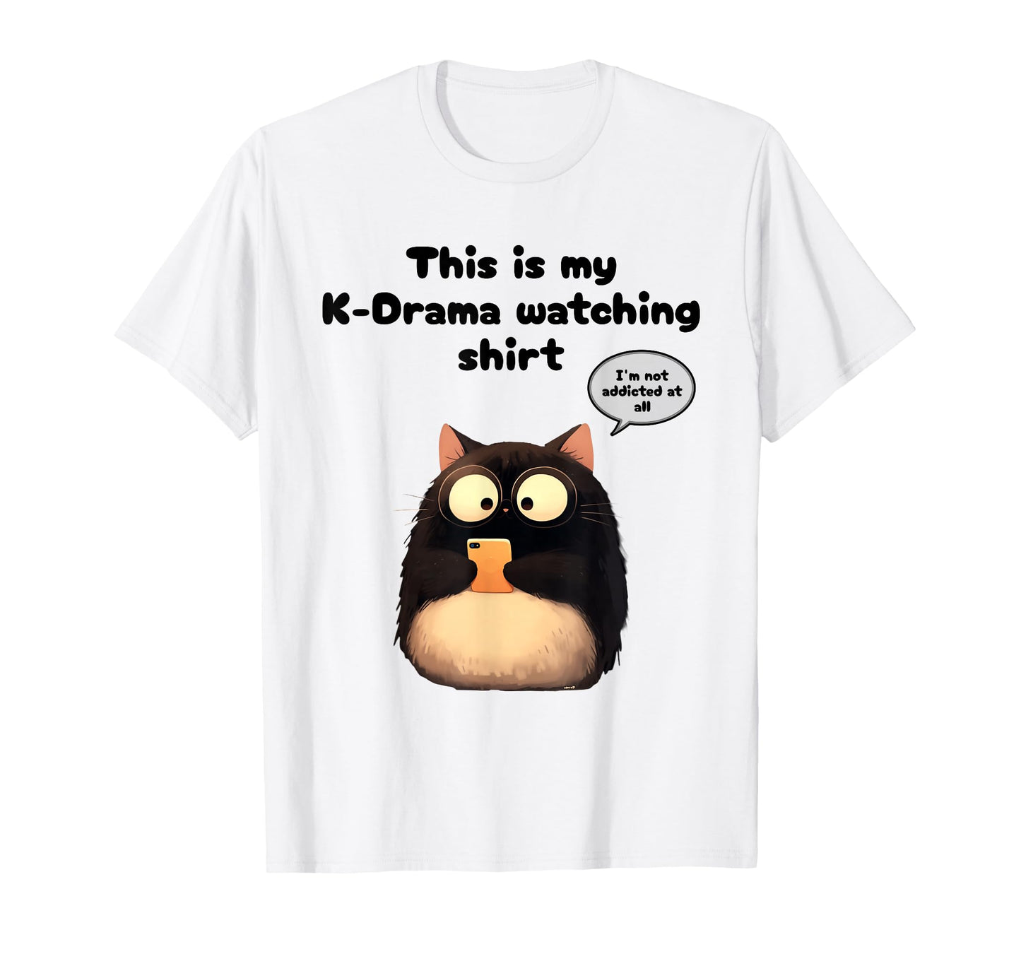 Kpop Gifts Co. Unisex-Adults, Teen Rabbit Kdrama Watching Cat Merch Korean Drama Merchandise T-Shirt