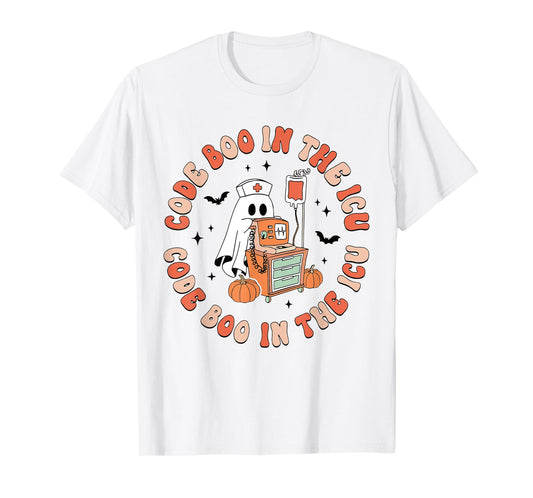 ICU Nurse Halloween Critical Care Nurse ICU Code Boo Crew T-Shirt