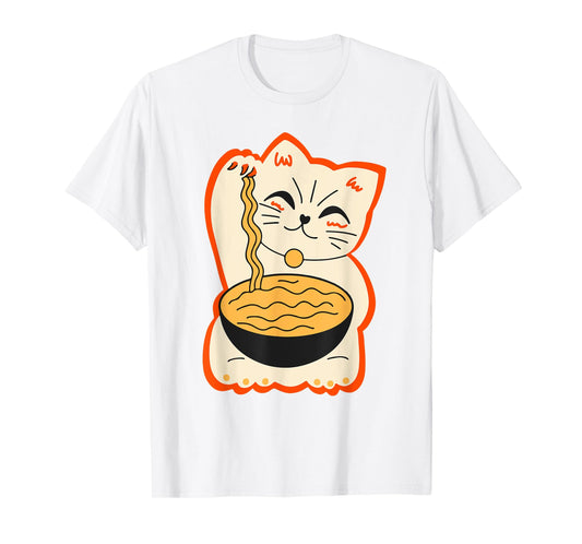Cute Cat Ramen Teen Girl Women Funny Japanese Neko Kawaii T-Shirt