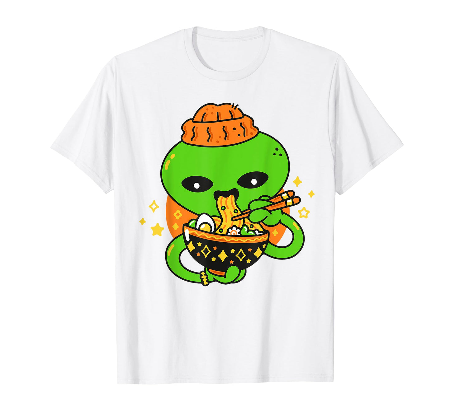 Kawaii Alien Eating Ramen Baby Boy Toddler Cute Funny Noodle T-Shirt