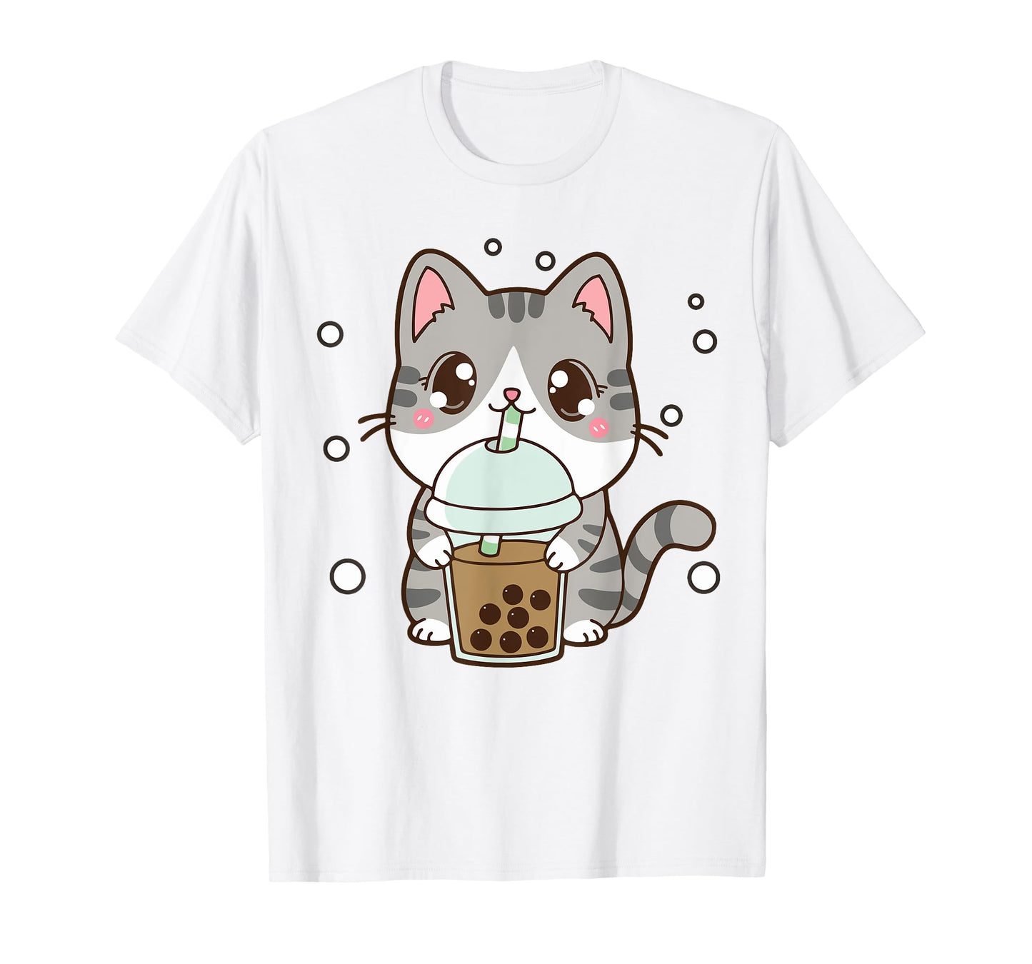 Cat Boba Bubble Tea Cute Kawaii Anime Teen Girl Kids Graphic T-Shirt