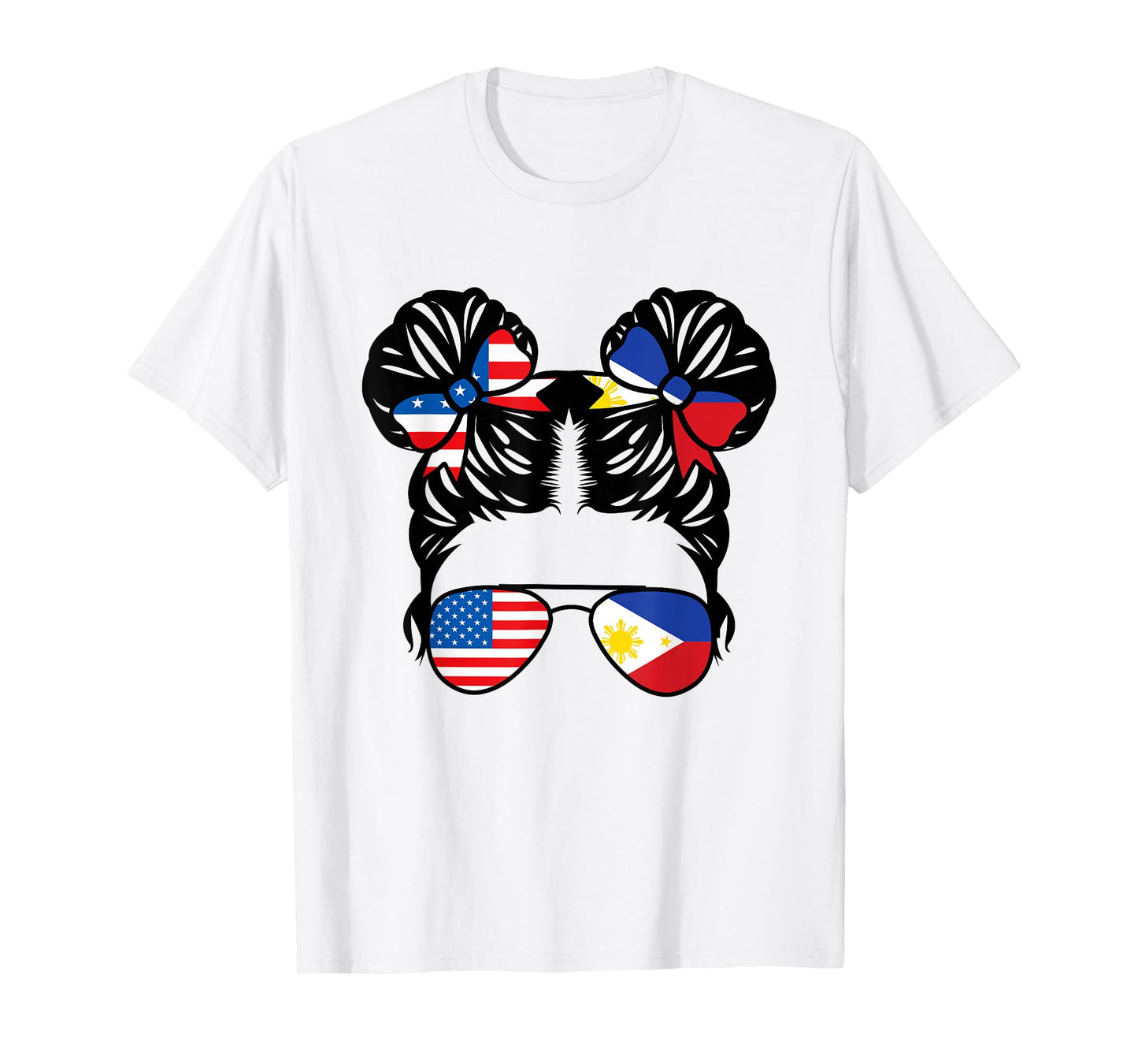 Half American Half Filipino Girl USA Philippine Flag Patriot T-Shirt Small