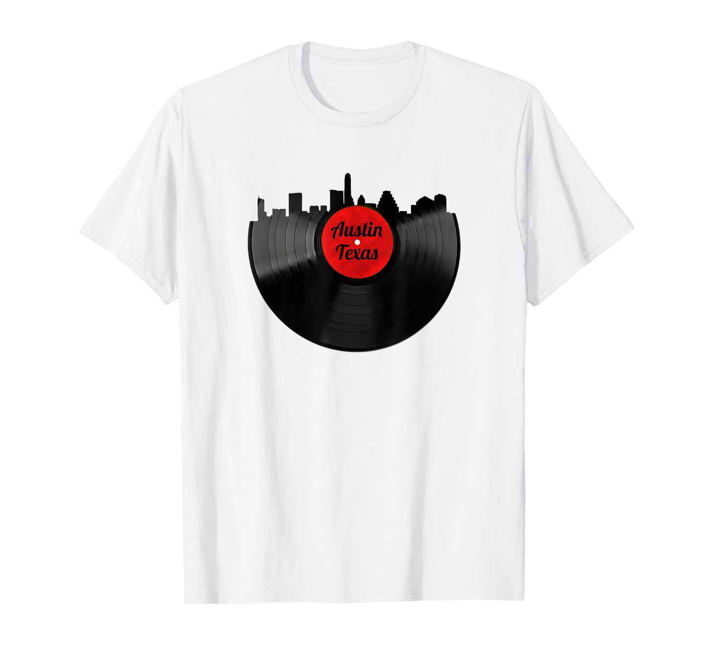 Austin Texas Skyline Shirt TX Hipster Vinyl Record Shirt T-Shirt