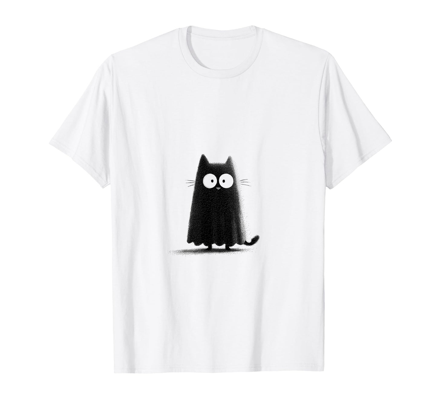 Goth Cat Ghost Halloween Cute Spooky Art T-Shirt