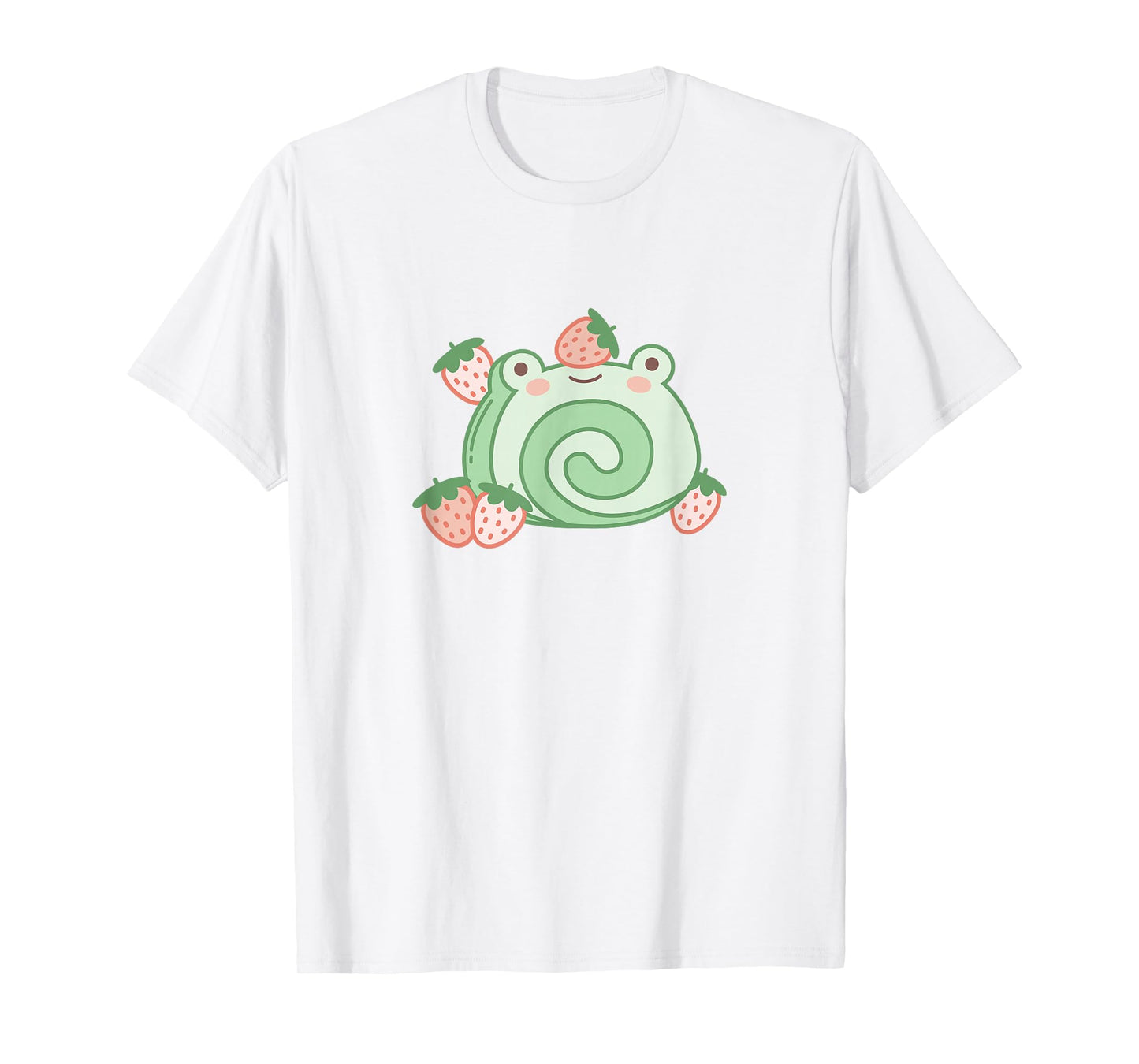 Cute Frog Strawberry Cake Kawaii Aesthetic Pink T-Shirt