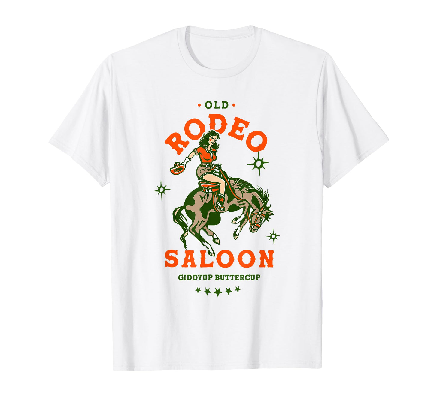 Old Rodeo Saloon: Giddyup Buttercup. Retro Cowgirl & Horse T-Shirt