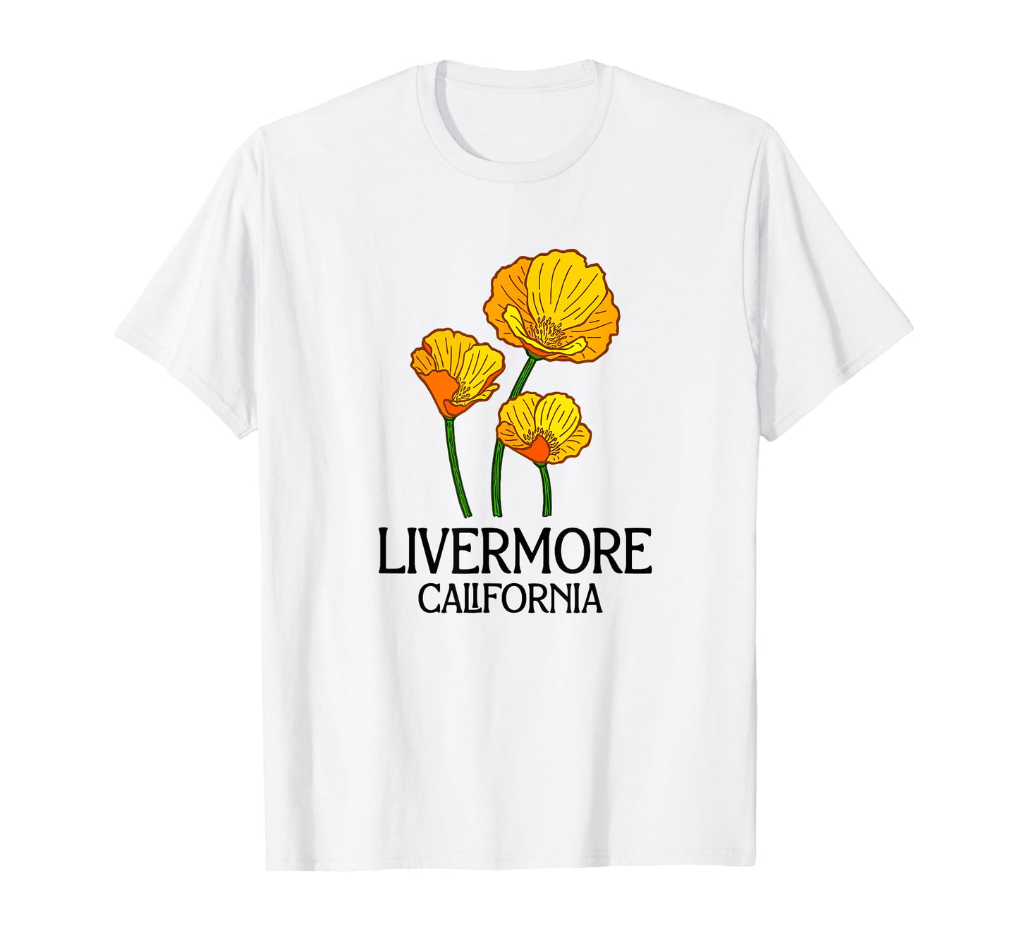 Livermore California CA Poppy Flower State City Vintage T-Shirt