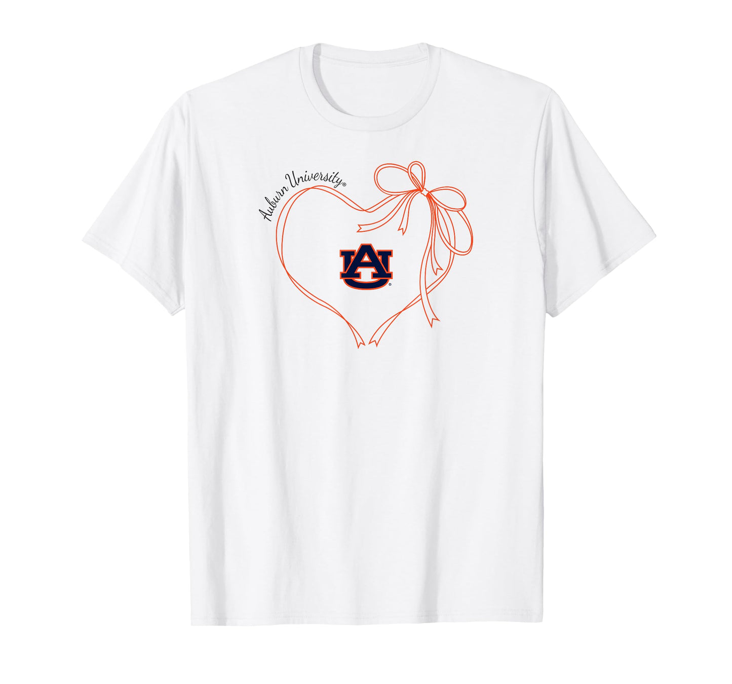 Auburn Tigers Bow Heart White Officially Licensed T-Shirt