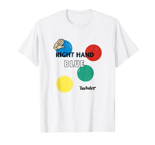 Twister Vintage Retro Distressed Right Hand Blue Game Logo T-Shirt