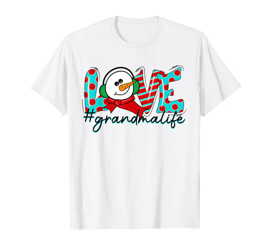 Love Grandma Life Christmas Grandma Xmas Pajama Snowman T-Shirt