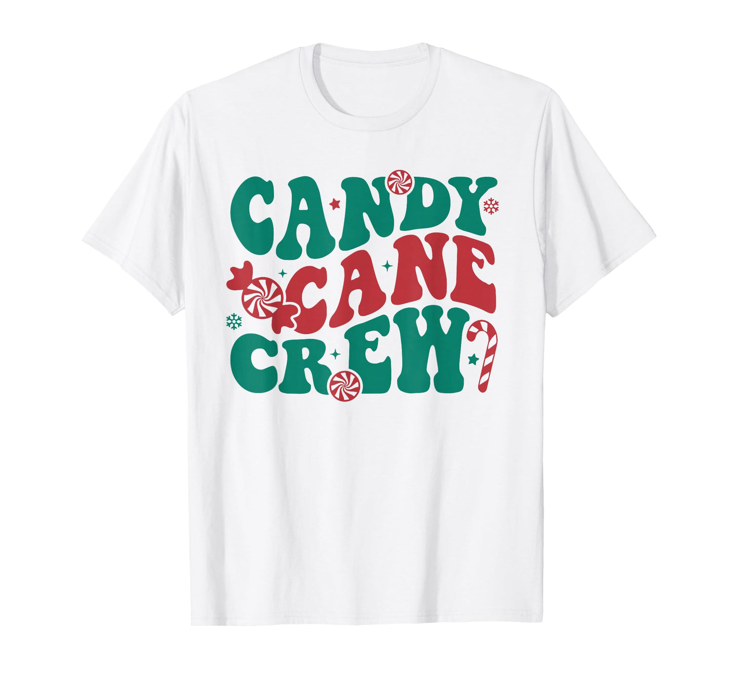 Groovy Candy Cane Crew Matching Family Group Squad Christmas T-Shirt
