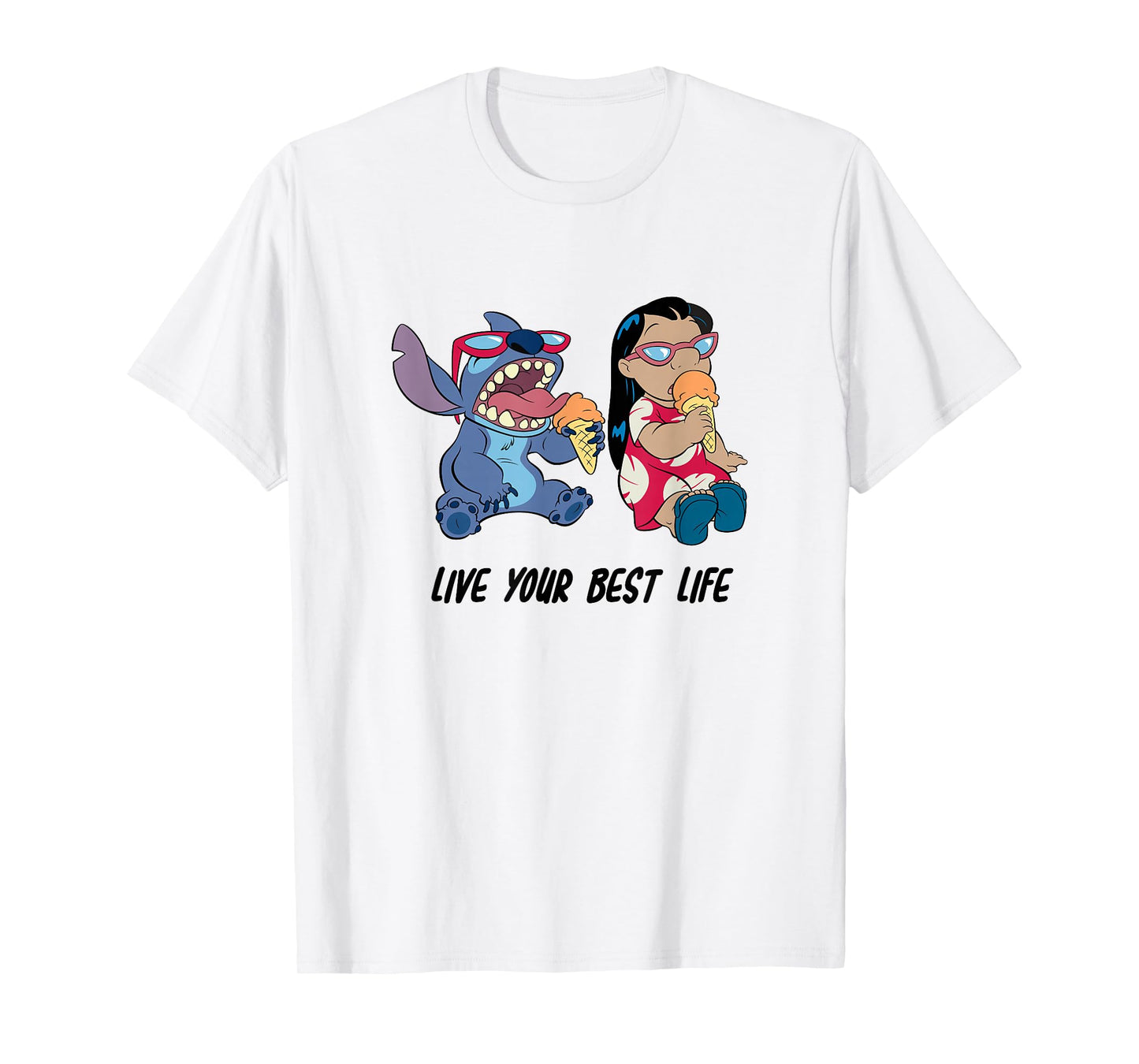 Disney Lilo & Stitch Eating Ice Cream Live Your Best Life T-Shirt